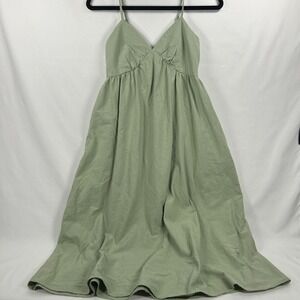 Coquette Sage Green V-Neck Midi Sundress Small